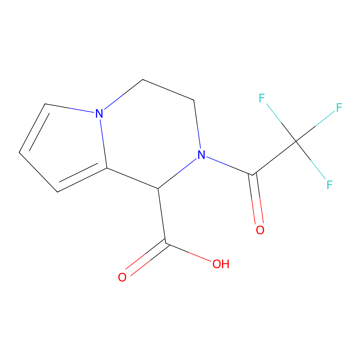 2-(2,2,2-trifluoroacetyl)-1H,2H,3H,4H-pyrrolo[1,2-a]pyrazine-1-carboxylic acid molecular structure, CAS 2680648-75-1