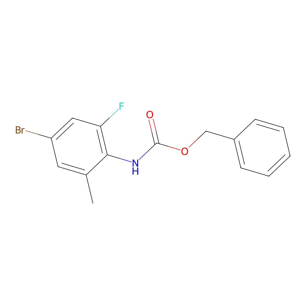 benzyl N-(4-bromo-2-fluoro-6-methylphenyl)carbamate molecular structure, CAS 2680648-78-4