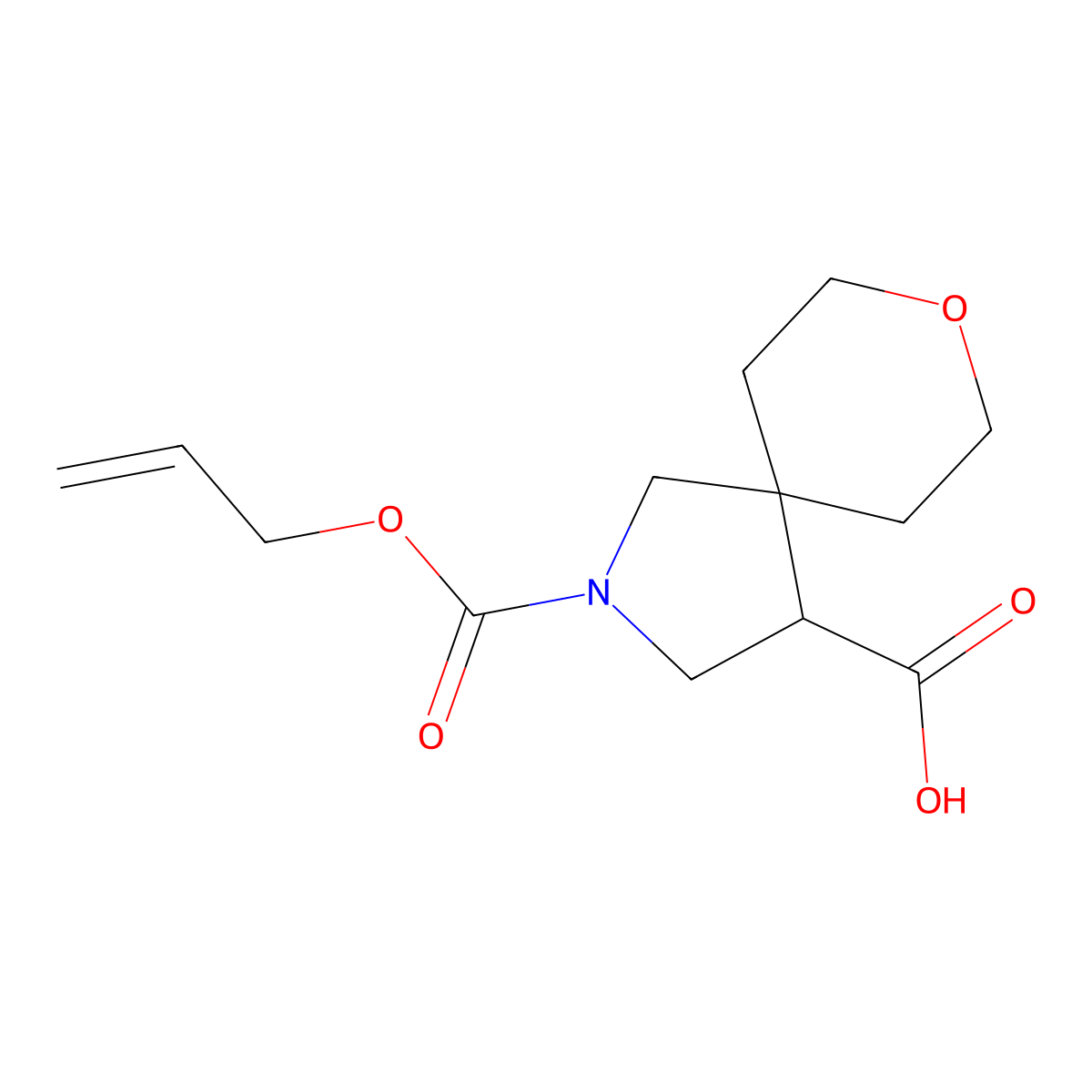 2-[(Prop-2-en-1-yloxy)carbonyl]-8-oxa-2-azaspiro[4.5]decane-4-carboxylic acid molecular structure, CAS 2680648-79-5