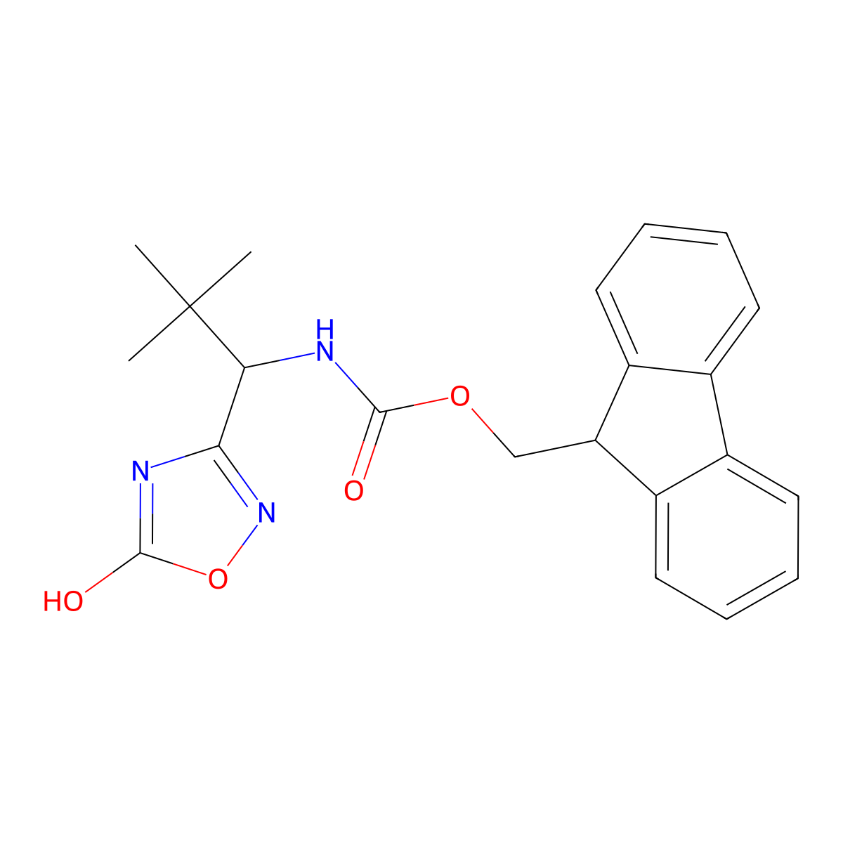 (9H-fluoren-9-yl)methyl N-[1-(5-hydroxy-1,2,4-oxadiazol-3-yl)-2,2-dimethylpropyl]carbamate molecular structure, CAS 2680648-95-5