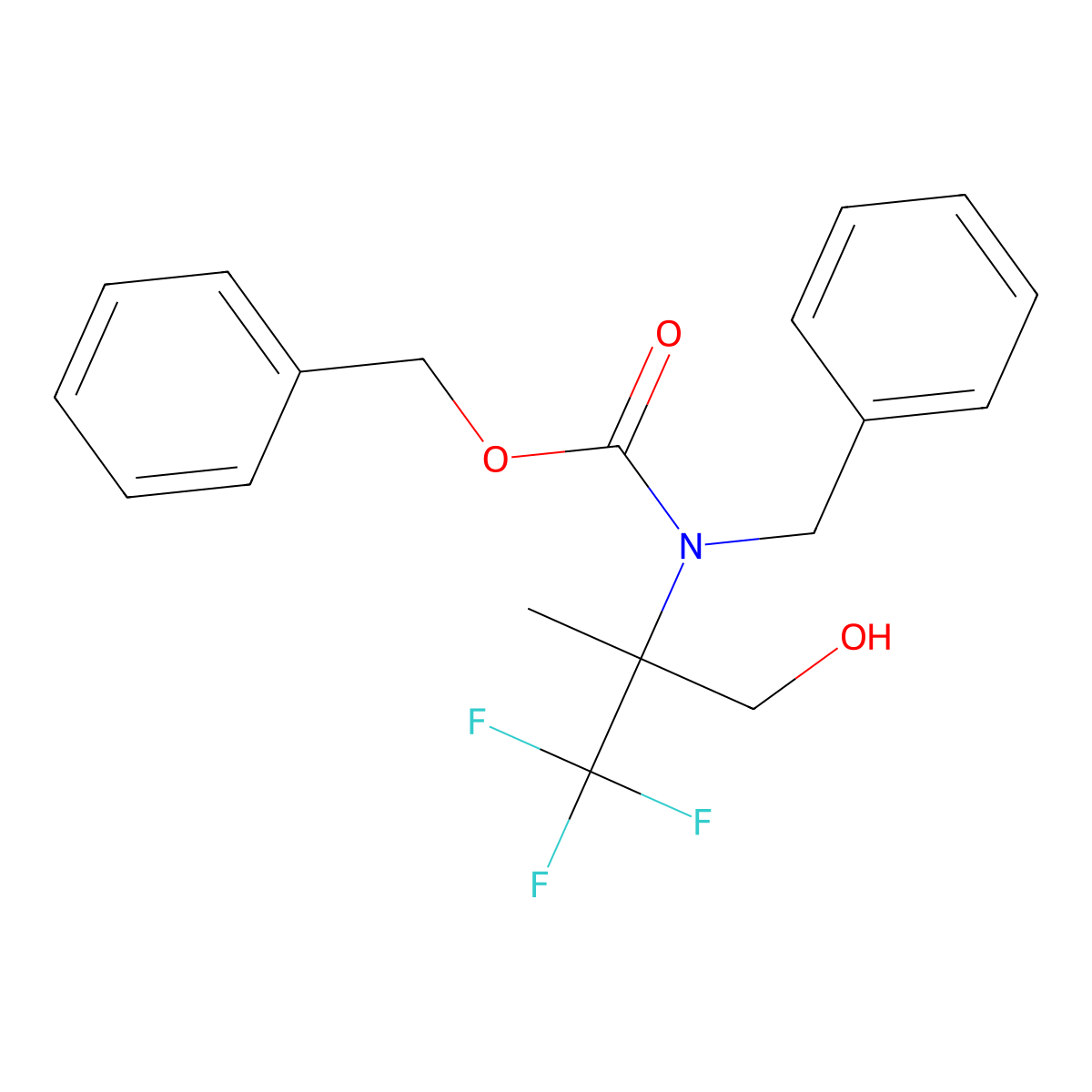 benzyl N-benzyl-N-(1,1,1-trifluoro-3-hydroxy-2-methylpropan-2-yl)carbamate molecular structure, CAS 2680648-96-6