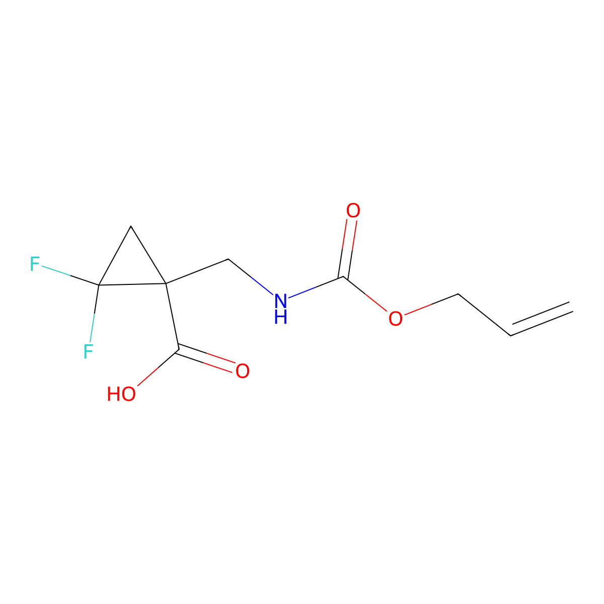 2,2-Difluoro-1-({[(prop-2-en-1-yloxy)carbonyl]amino}methyl)cyclopropane-1-carboxylic acid molecular structure, CAS 2680658-57-3
