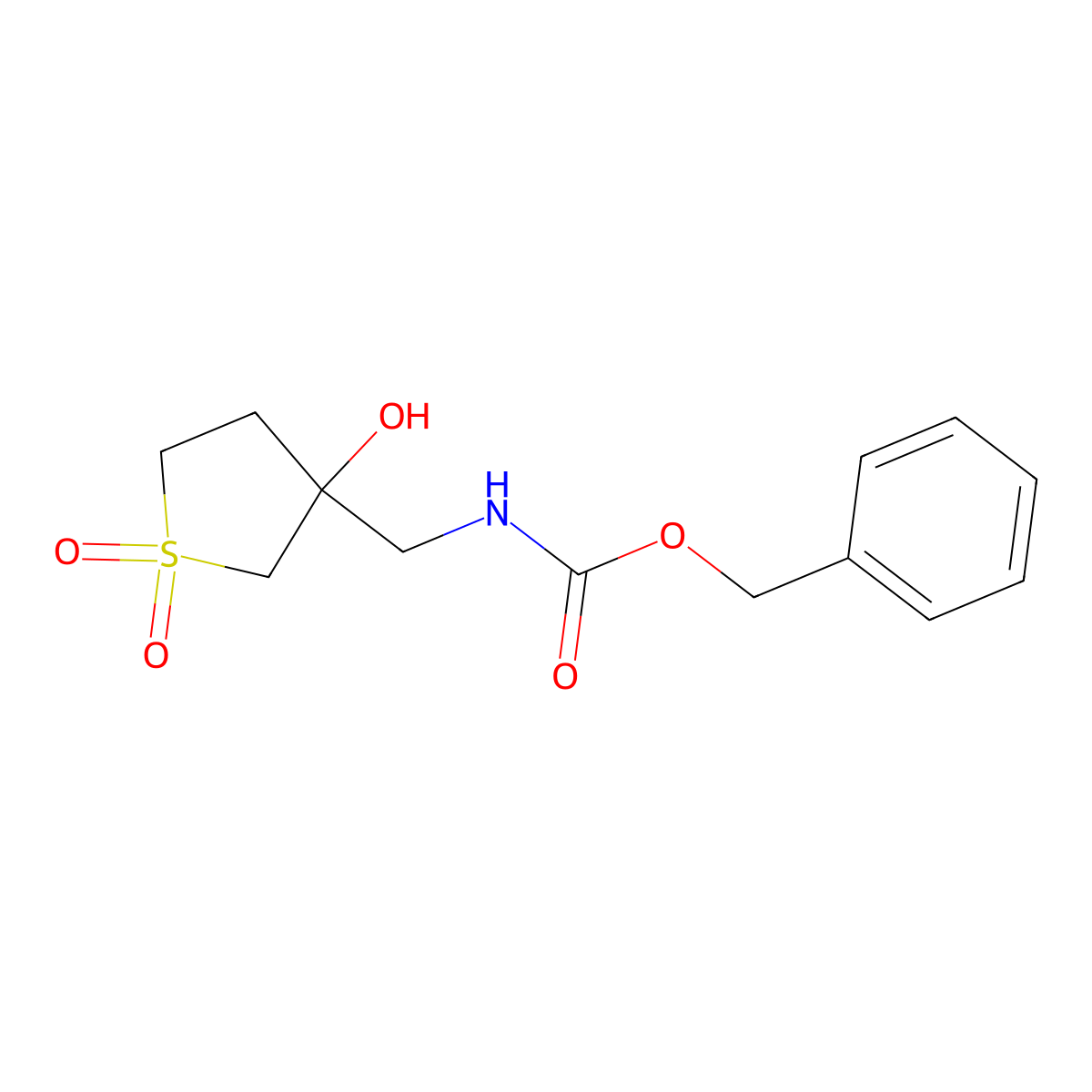 benzyl N-[(3-hydroxy-1,1-dioxo-1lambda6-thiolan-3-yl)methyl]carbamate molecular structure, CAS 2680658-58-4