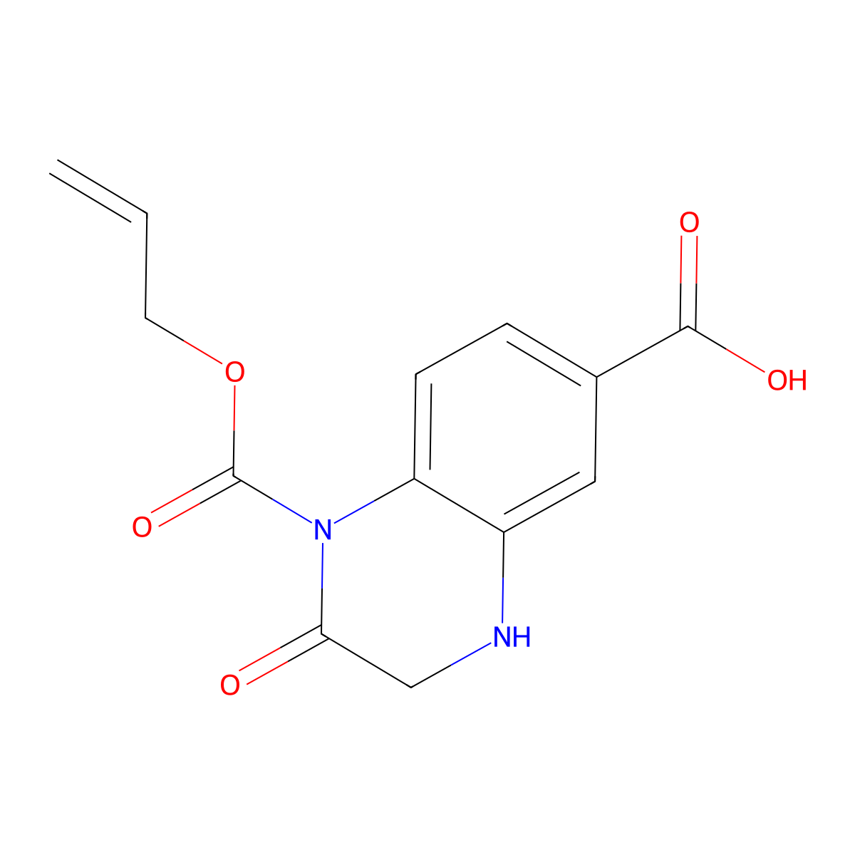 2-Oxo-1-[(prop-2-en-1-yloxy)carbonyl]-1,2,3,4-tetrahydroquinoxaline-6-carboxylic acid molecular structure, CAS 2680658-61-9