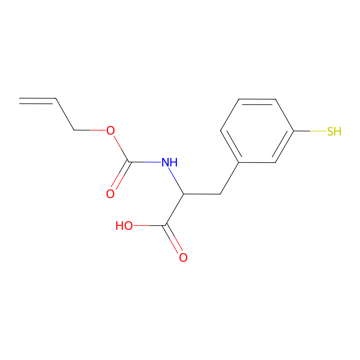 2-{[(Prop-2-en-1-yloxy)carbonyl]amino}-3-(3-sulfanylphenyl)propanoic acid molecular structure, CAS 2680658-63-1