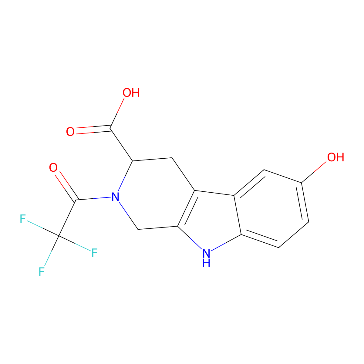6-hydroxy-2-(2,2,2-trifluoroacetyl)-1H,2H,3H,4H,9H-pyrido[3,4-b]indole-3-carboxylic acid molecular structure, CAS 2680658-68-6