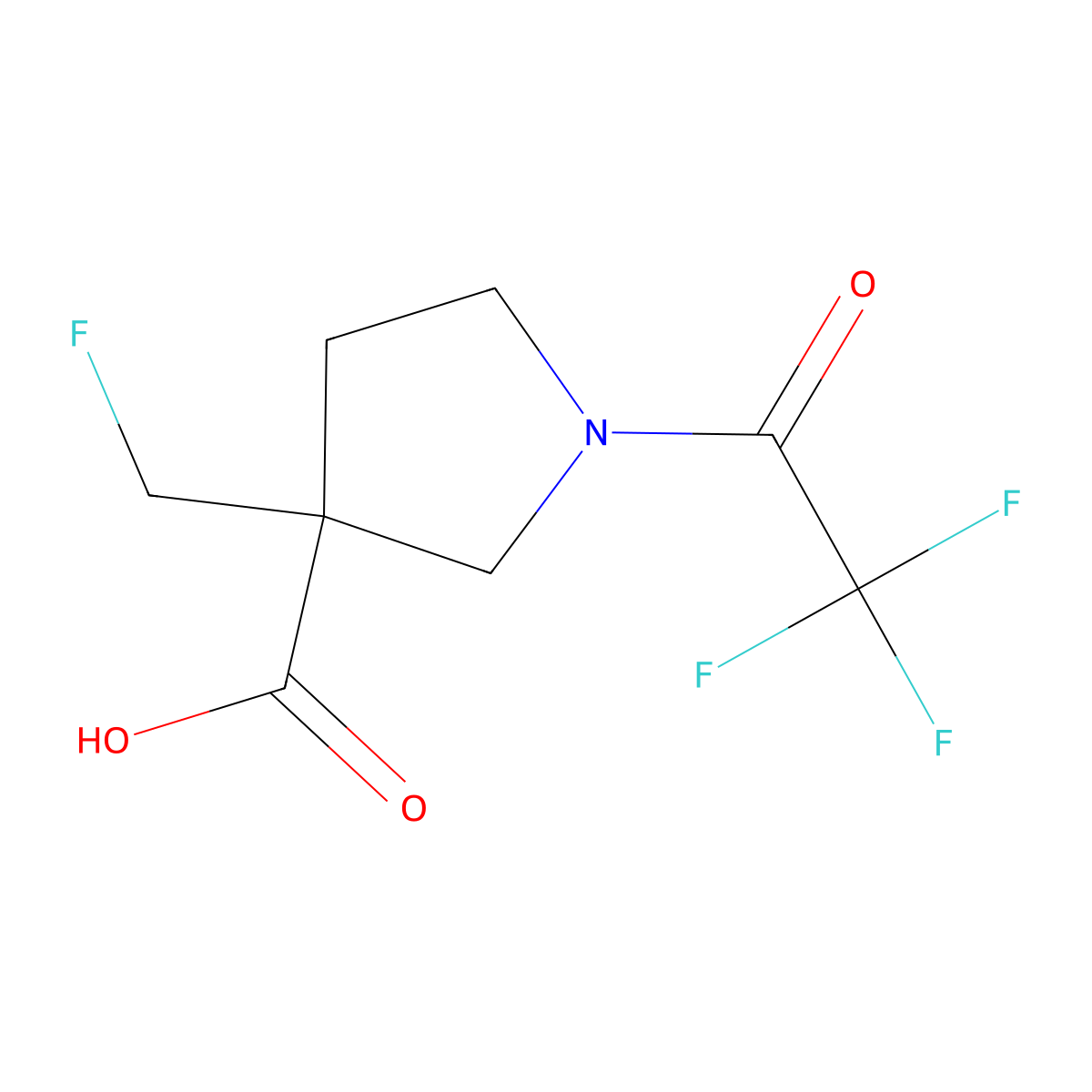3-(Fluoromethyl)-1-(2,2,2-trifluoroacetyl)pyrrolidine-3-carboxylic acid molecular structure, CAS 2680658-73-3