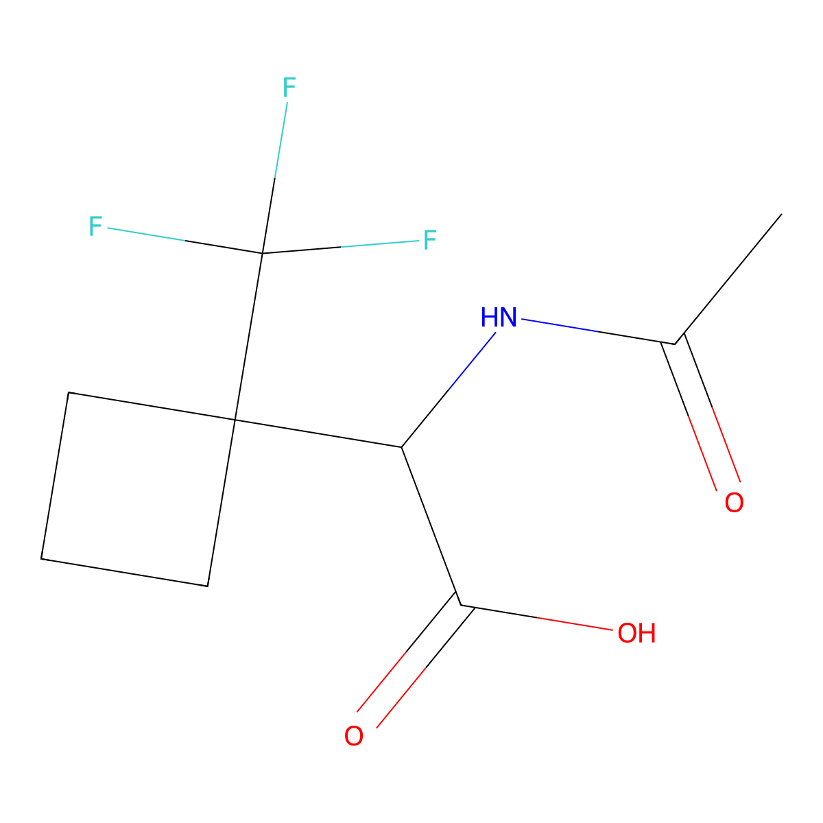 2-Acetamido-2-[1-(trifluoromethyl)cyclobutyl]acetic acid molecular structure, CAS 2680658-79-9