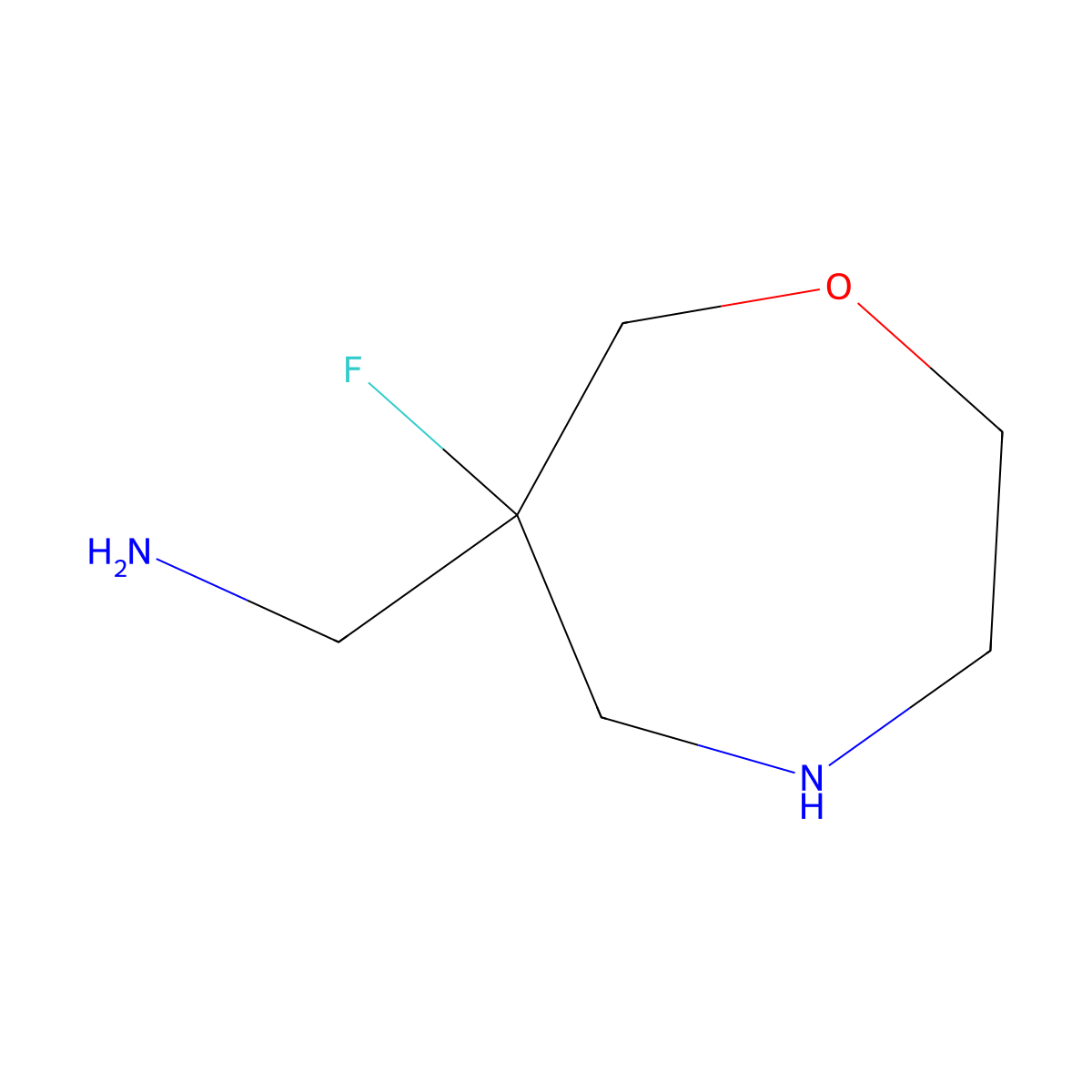 (6-Fluoro-1,4-oxazepan-6-yl)methanamine molecular structure, CAS 2680658-88-0