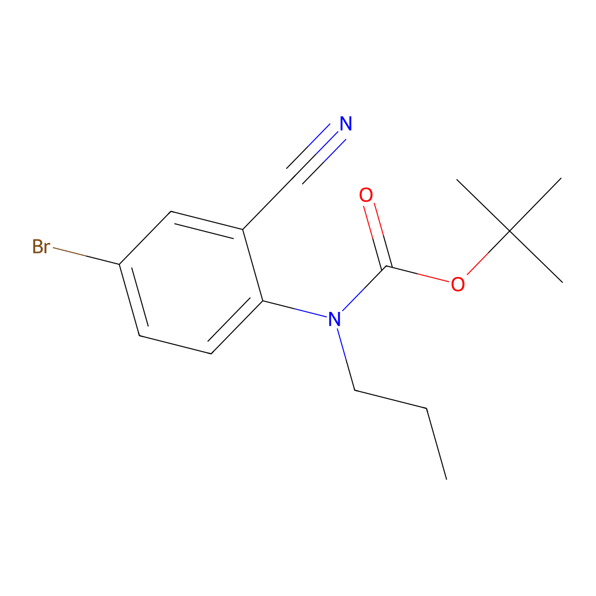 tert-butyl N-(4-bromo-2-cyanophenyl)-N-propylcarbamate molecular structure, CAS 2680658-99-3