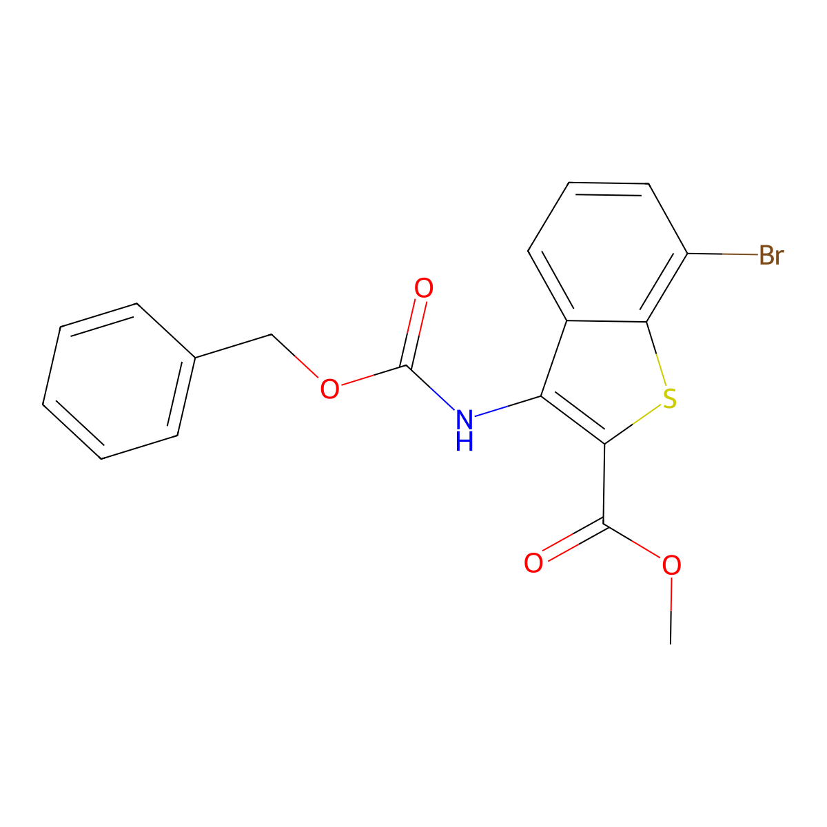 Methyl 3-{[(benzyloxy)carbonyl]amino}-7-bromo-1-benzothiophene-2-carboxylate molecular structure, CAS 2680659-00-9