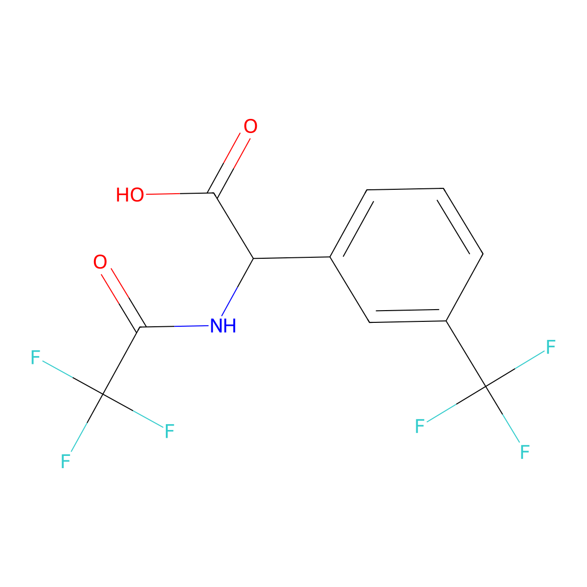 2-(2,2,2-Trifluoroacetamido)-2-[3-(trifluoromethyl)phenyl]acetic acid molecular structure, CAS 2680659-02-1