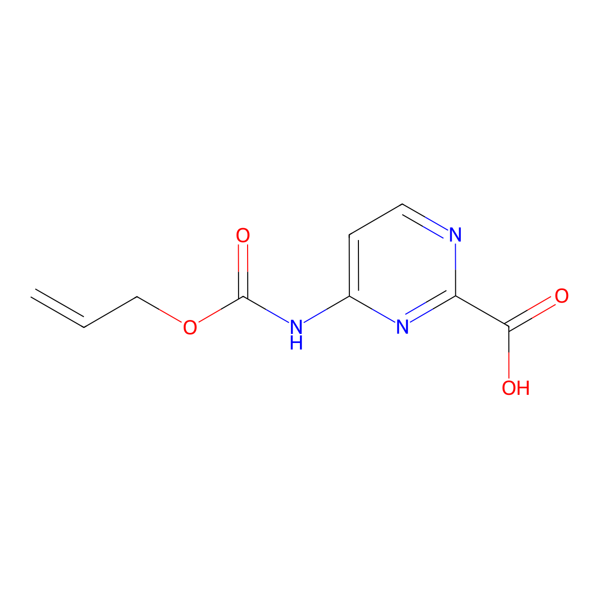 4-{[(Prop-2-en-1-yloxy)carbonyl]amino}pyrimidine-2-carboxylic acid molecular structure, CAS 2680659-03-2