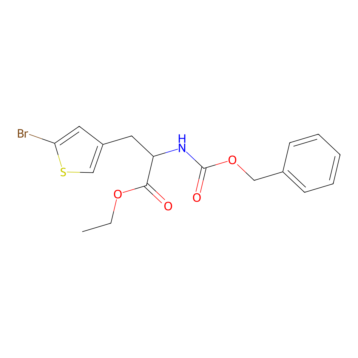 Ethyl 2-{[(benzyloxy)carbonyl]amino}-3-(5-bromothiophen-3-yl)propanoate molecular structure, CAS 2680659-06-5