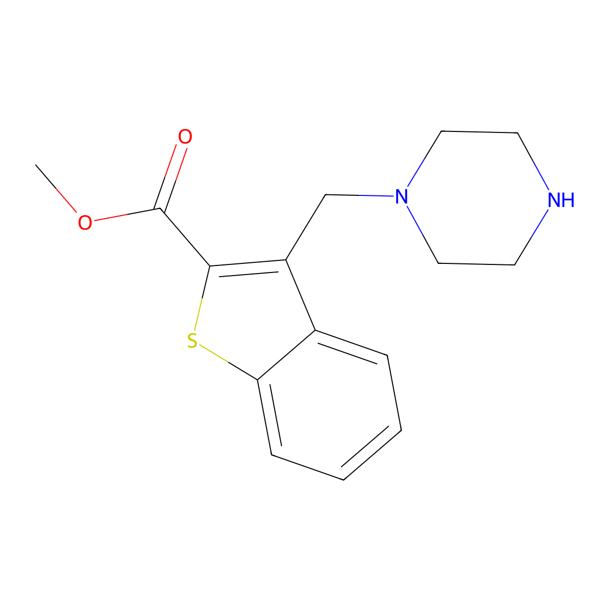 Methyl 3-[(piperazin-1-yl)methyl]-1-benzothiophene-2-carboxylate molecular structure, CAS 2680659-09-8