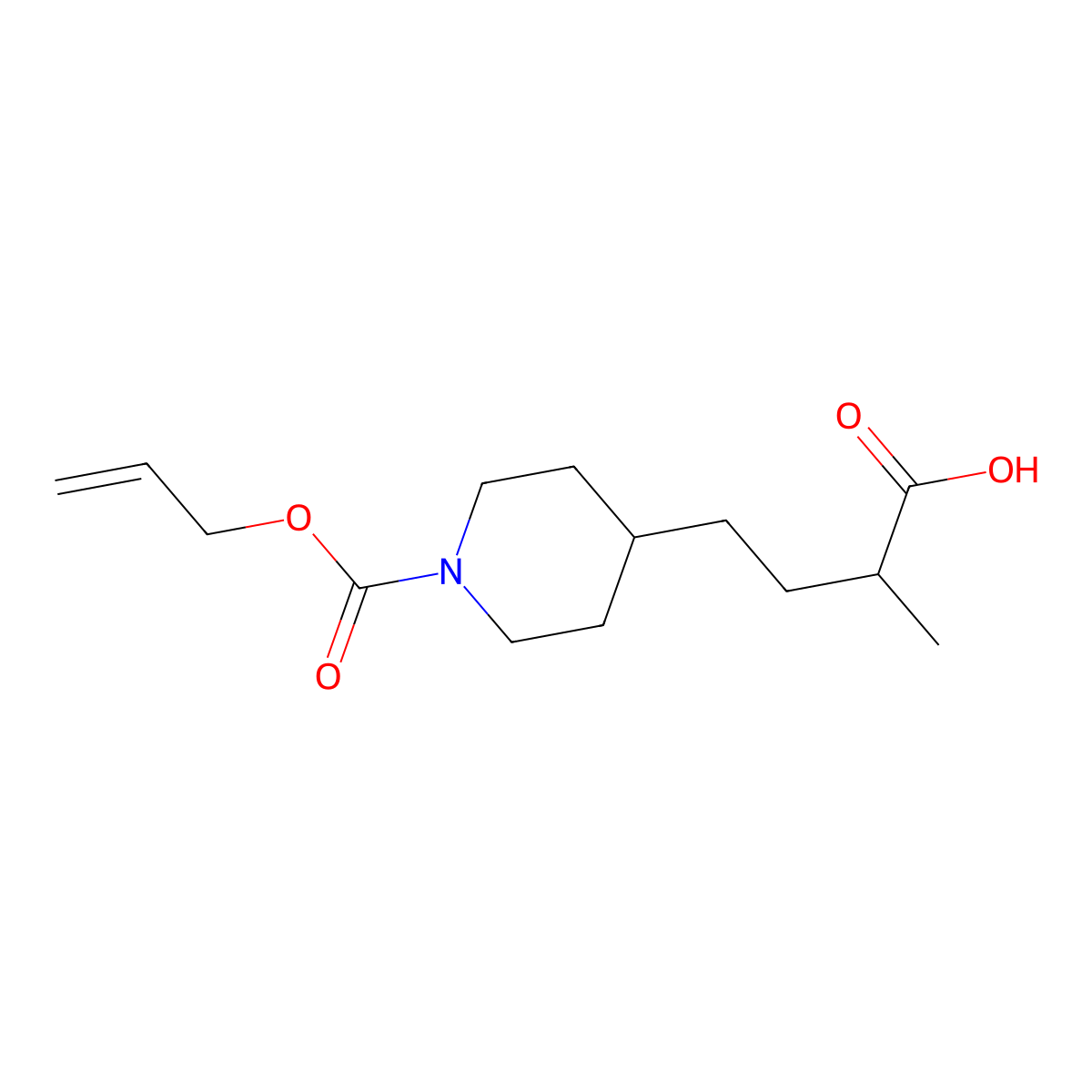 2-Methyl-4-{1-[(prop-2-en-1-yloxy)carbonyl]piperidin-4-yl}butanoic acid molecular structure, CAS 2680659-14-5