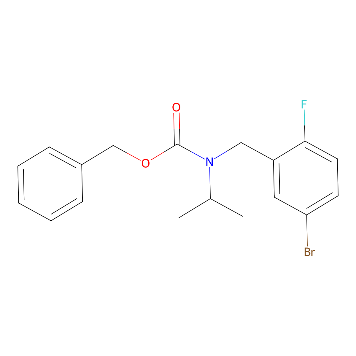 benzyl N-[(5-bromo-2-fluorophenyl)methyl]-N-(propan-2-yl)carbamate molecular structure, CAS 2680659-17-8