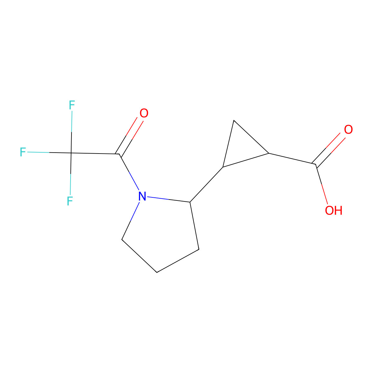 2-[1-(2,2,2-Trifluoroacetyl)pyrrolidin-2-yl]cyclopropane-1-carboxylic acid molecular structure, CAS 2680659-23-6