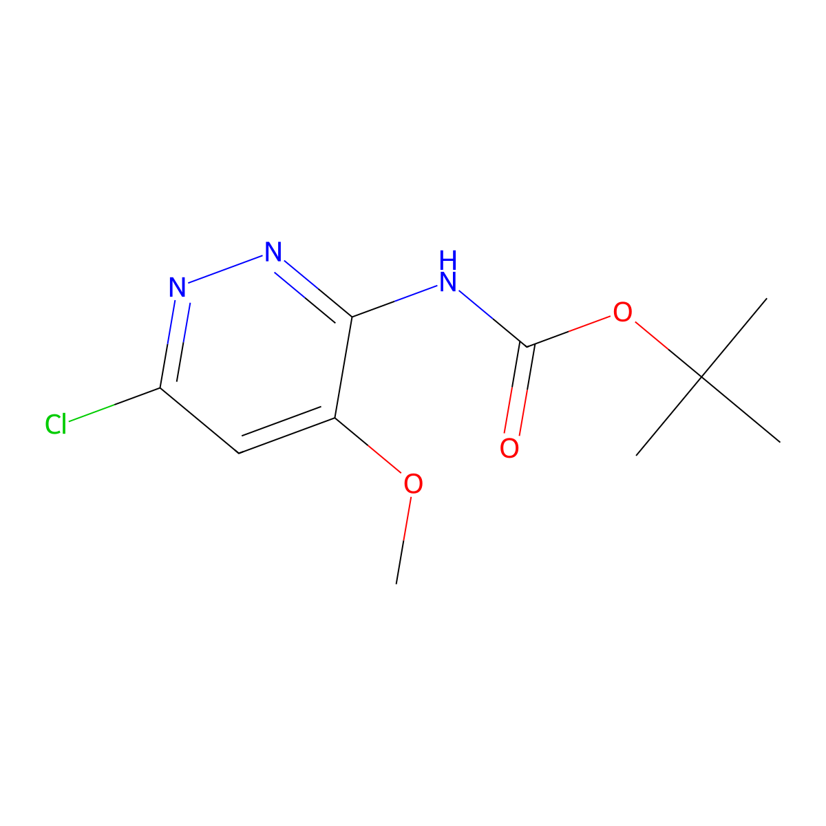 tert-butyl N-(6-chloro-4-methoxypyridazin-3-yl)carbamate molecular structure, CAS 2680659-25-8