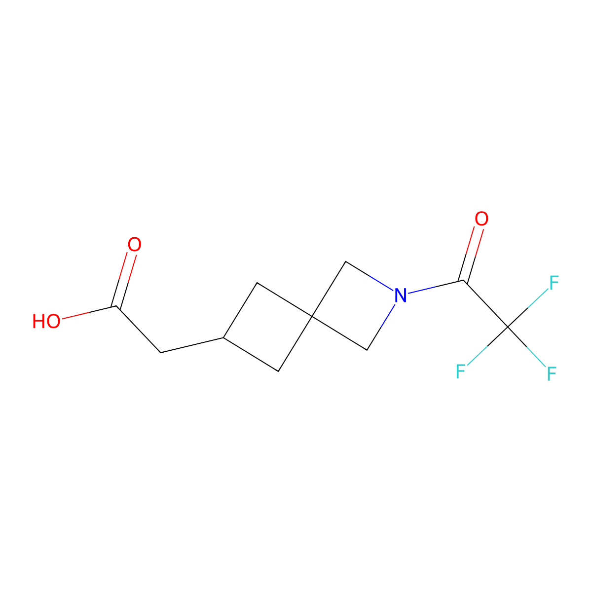 2-[2-(Trifluoroacetyl)-2-azaspiro[3.3]heptan-6-yl]acetic acid molecular structure, CAS 2680659-26-9