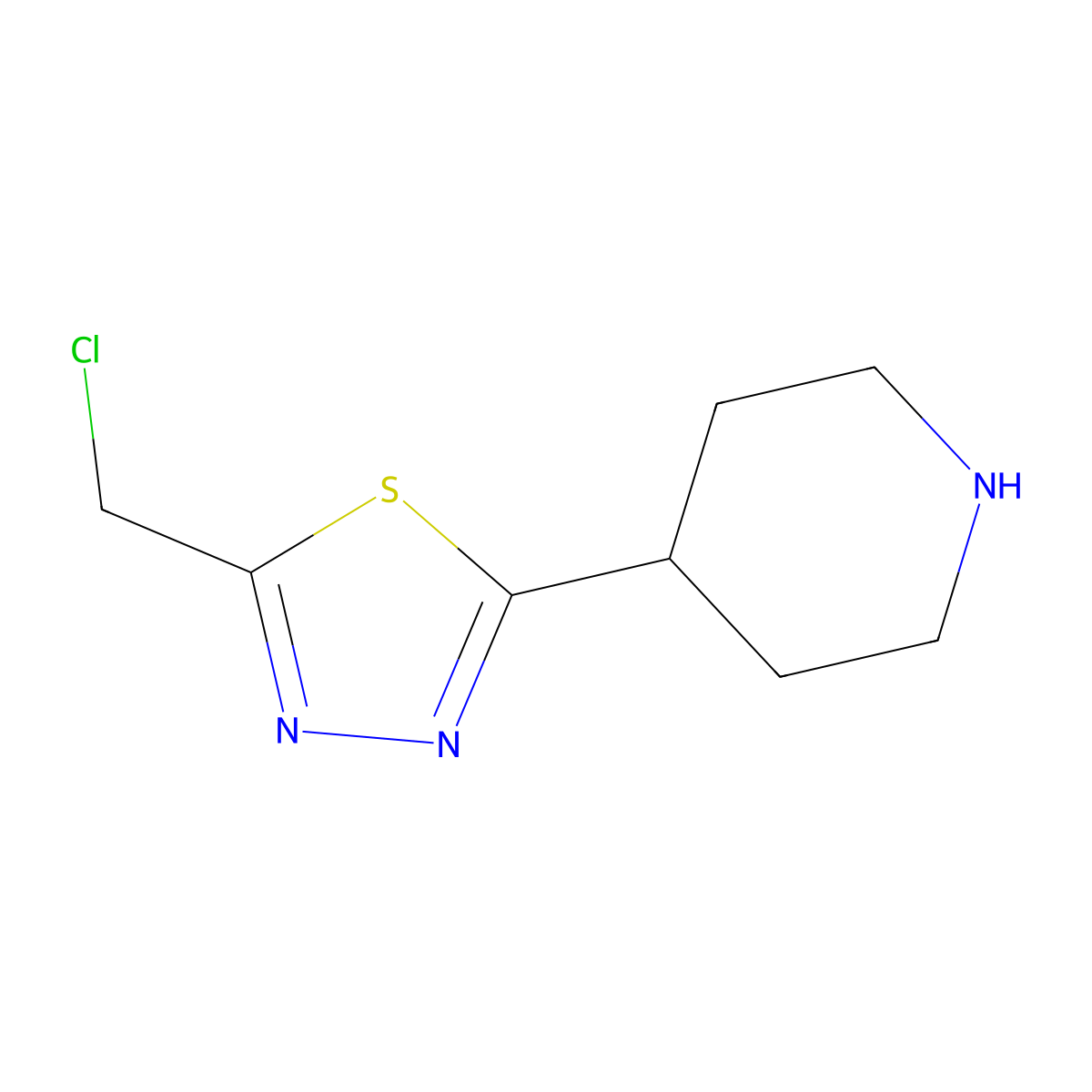 4-[5-(Chloromethyl)-1,3,4-thiadiazol-2-yl]piperidine molecular structure, CAS 2680659-30-5