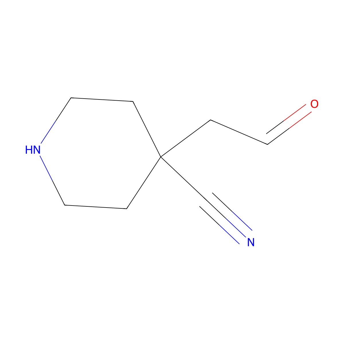4-(2-Oxoethyl)piperidine-4-carbonitrile molecular structure, CAS 2680659-33-8