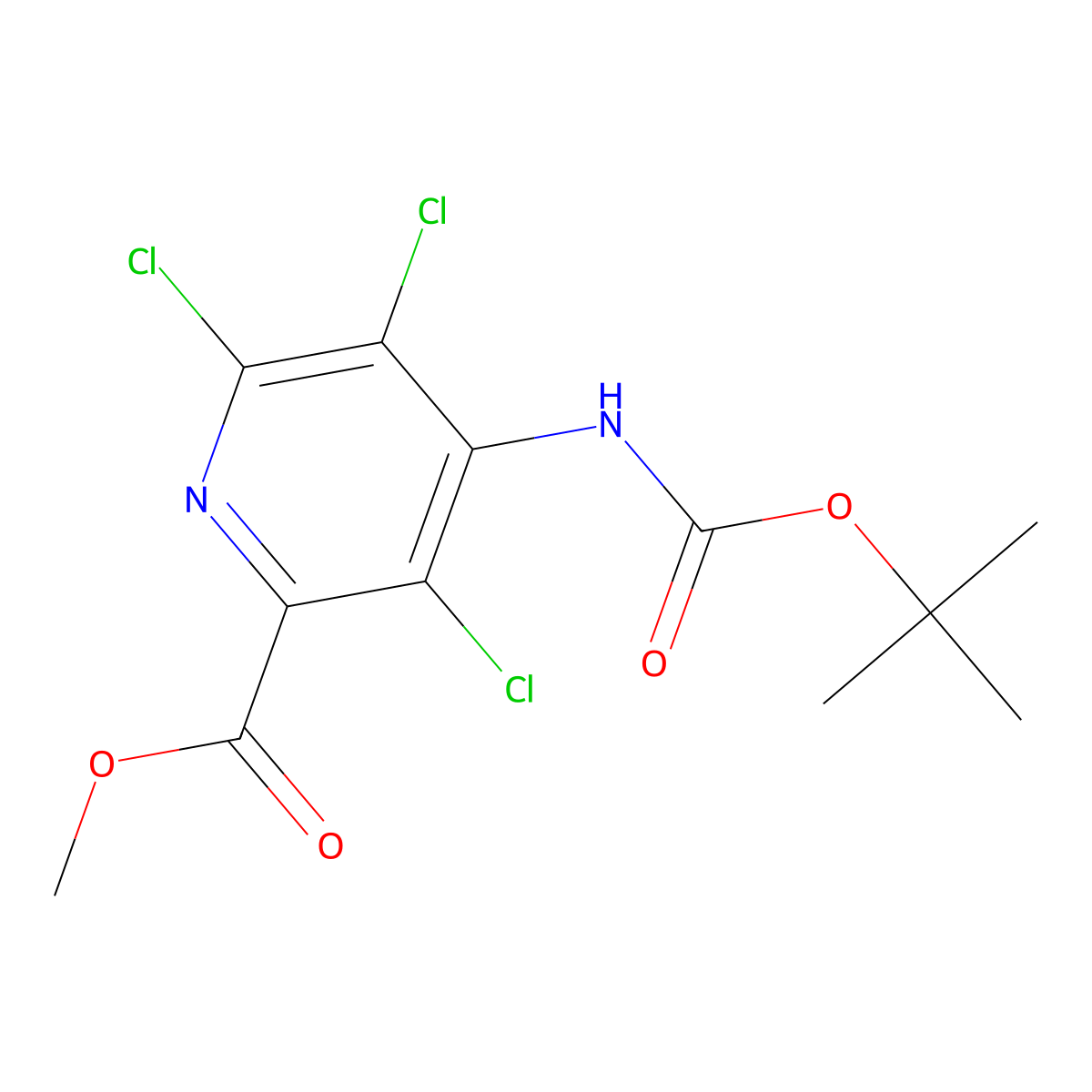 Methyl 4-{[(tert-butoxy)carbonyl]amino}-3,5,6-trichloropyridine-2-carboxylate molecular structure, CAS 2680659-34-9