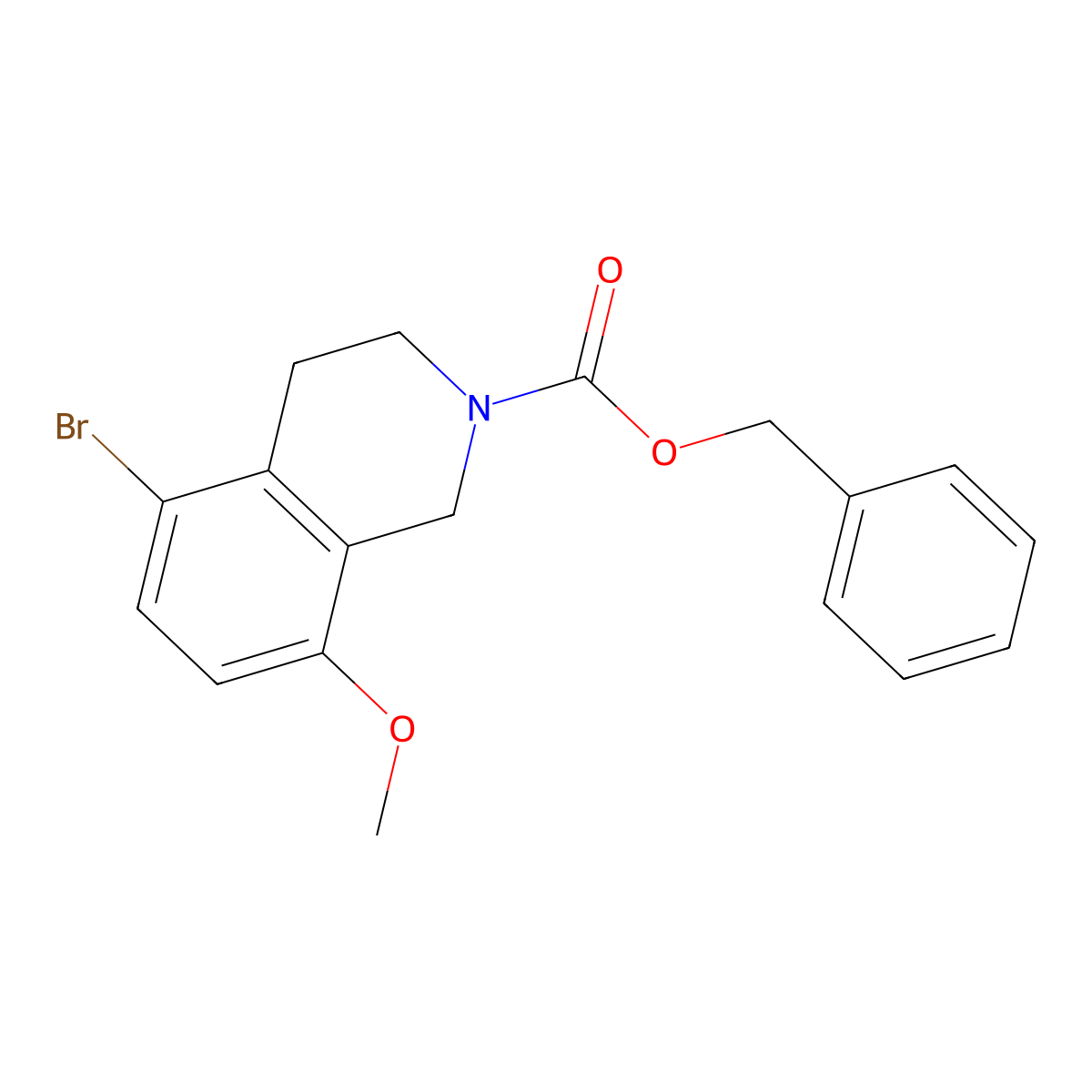 Benzyl 5-bromo-8-methoxy-1,2,3,4-tetrahydroisoquinoline-2-carboxylate molecular structure, CAS 2680659-41-8