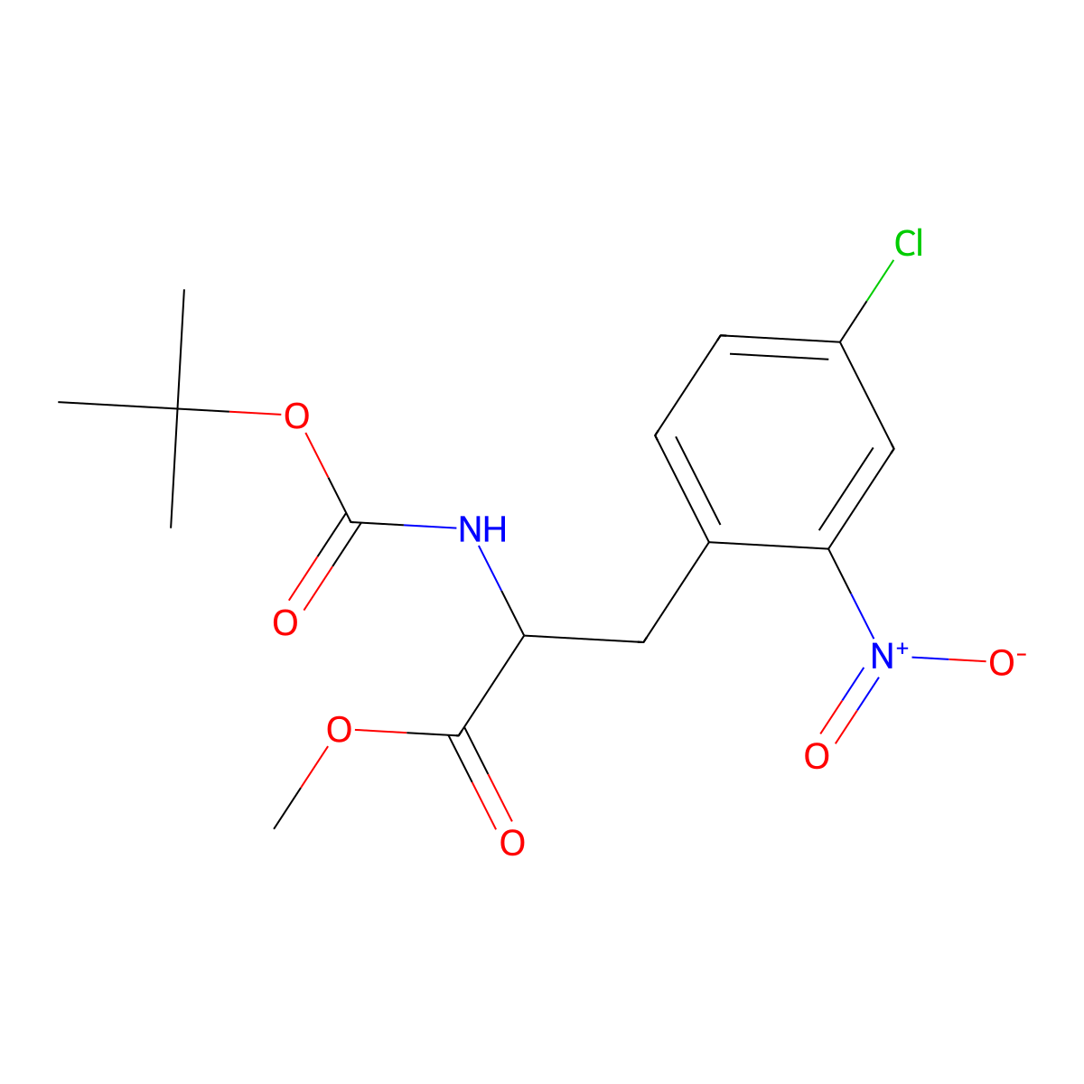 Methyl 2-{[(tert-butoxy)carbonyl]amino}-3-(4-chloro-2-nitrophenyl)propanoate molecular structure, CAS 2680659-44-1