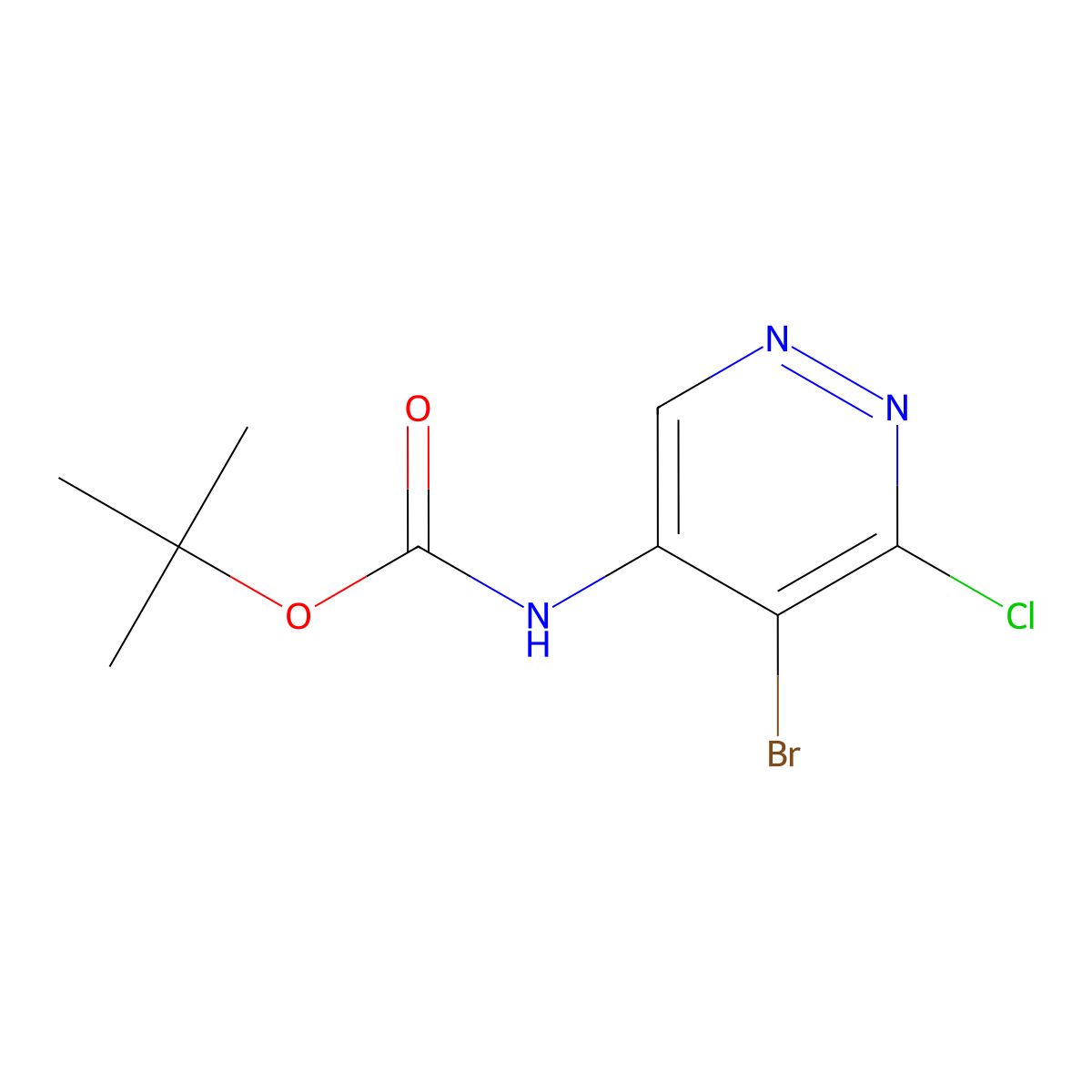tert-butyl N-(5-bromo-6-chloropyridazin-4-yl)carbamate molecular structure, CAS 2680659-51-0