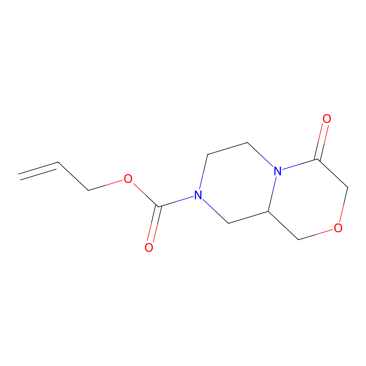 Prop-2-en-1-yl 4-oxo-octahydropyrazino[2,1-c][1,4]oxazine-8-carboxylate molecular structure, CAS 2680659-53-2