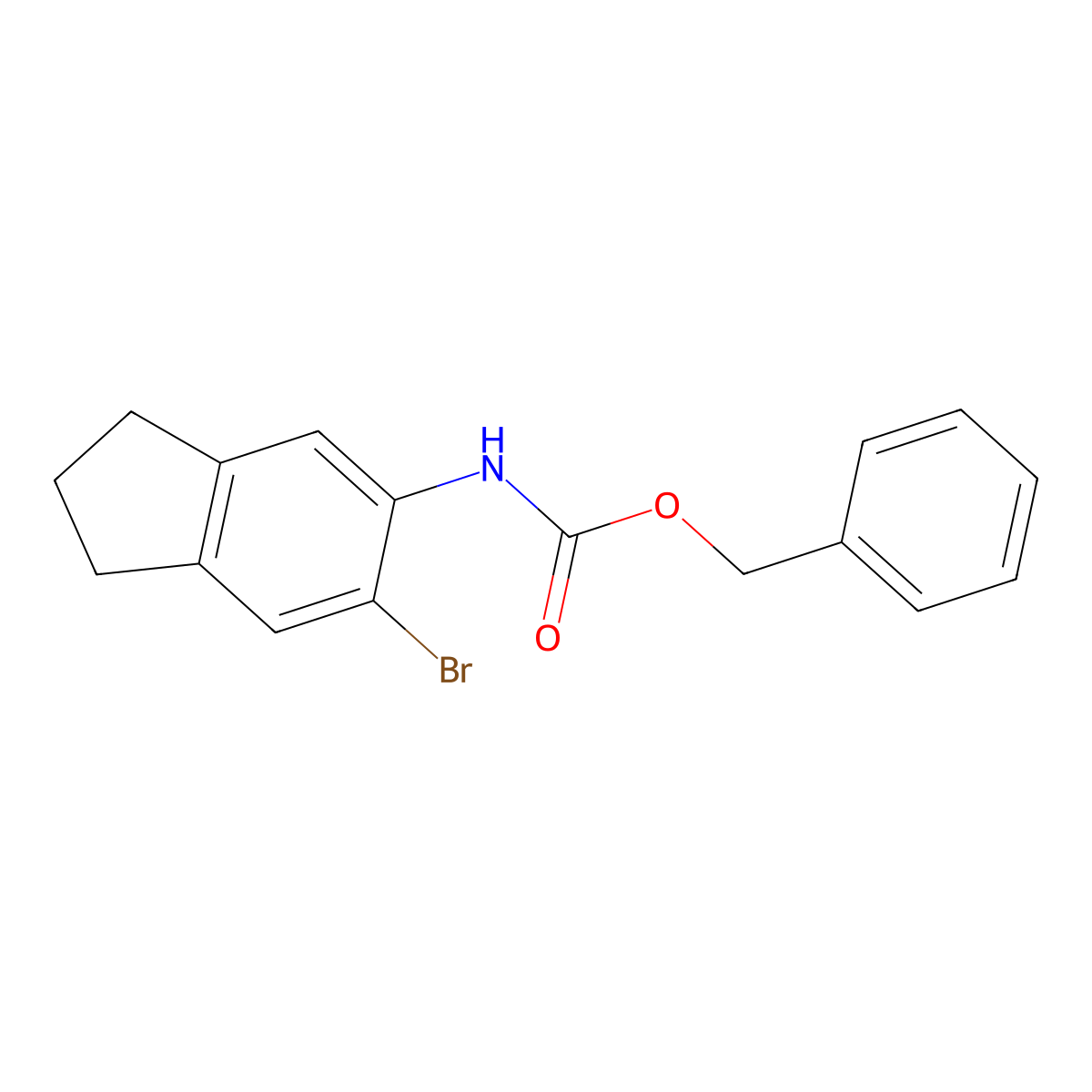 benzyl N-(6-bromo-2,3-dihydro-1H-inden-5-yl)carbamate molecular structure, CAS 2680659-54-3