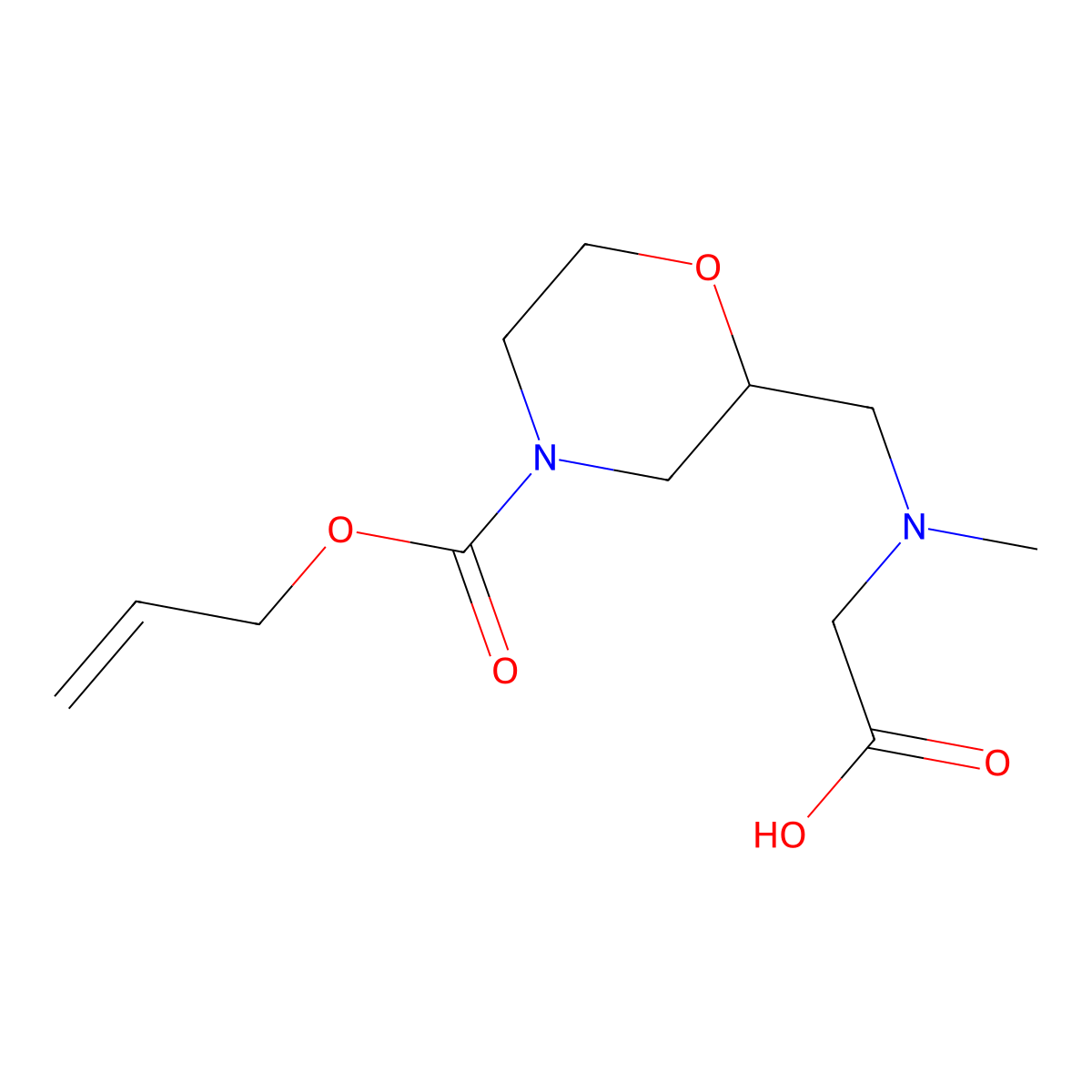 2-[Methyl({4-[(prop-2-en-1-yloxy)carbonyl]morpholin-2-yl}methyl)amino]acetic acid molecular structure, CAS 2680659-57-6