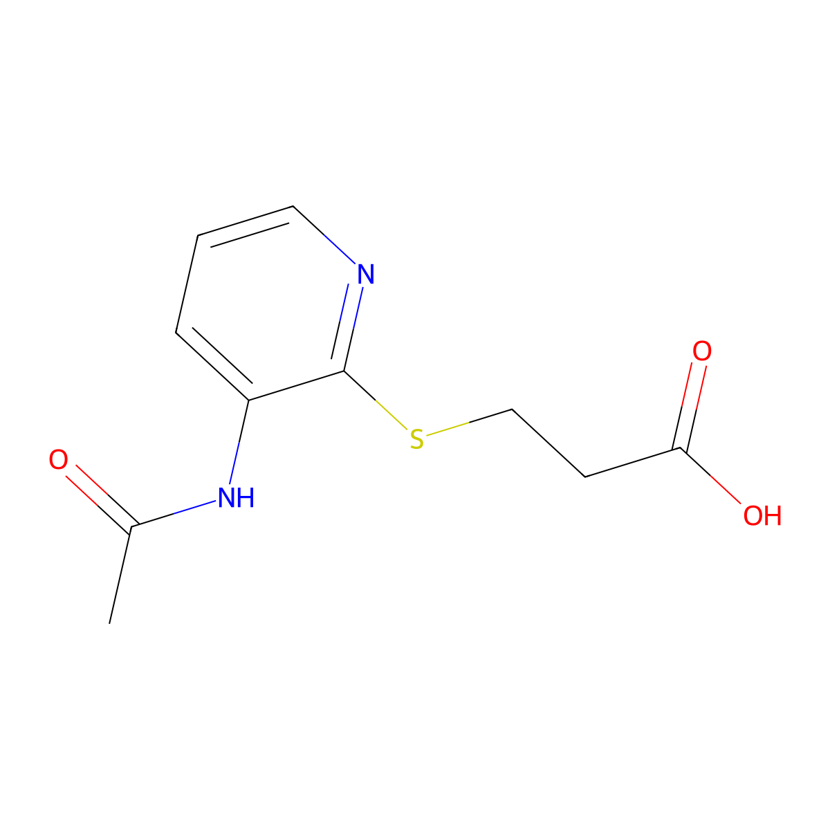 3-[(3-Acetamidopyridin-2-yl)sulfanyl]propanoic acid molecular structure, CAS 2680659-60-1