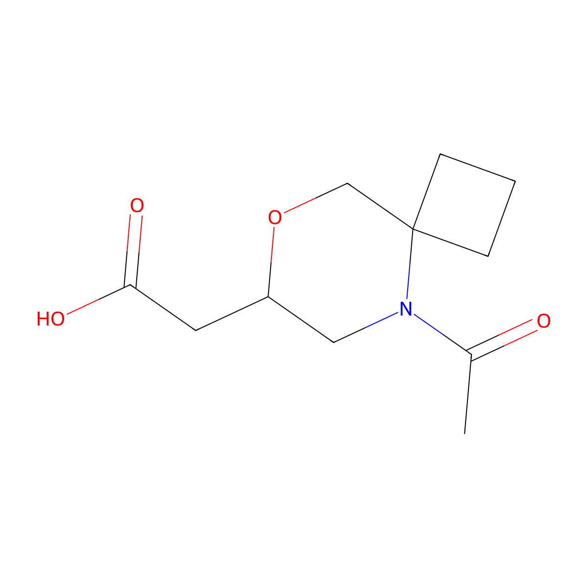 2-{5-Acetyl-8-oxa-5-azaspiro[3.5]nonan-7-yl}acetic acid molecular structure, CAS 2680659-62-3