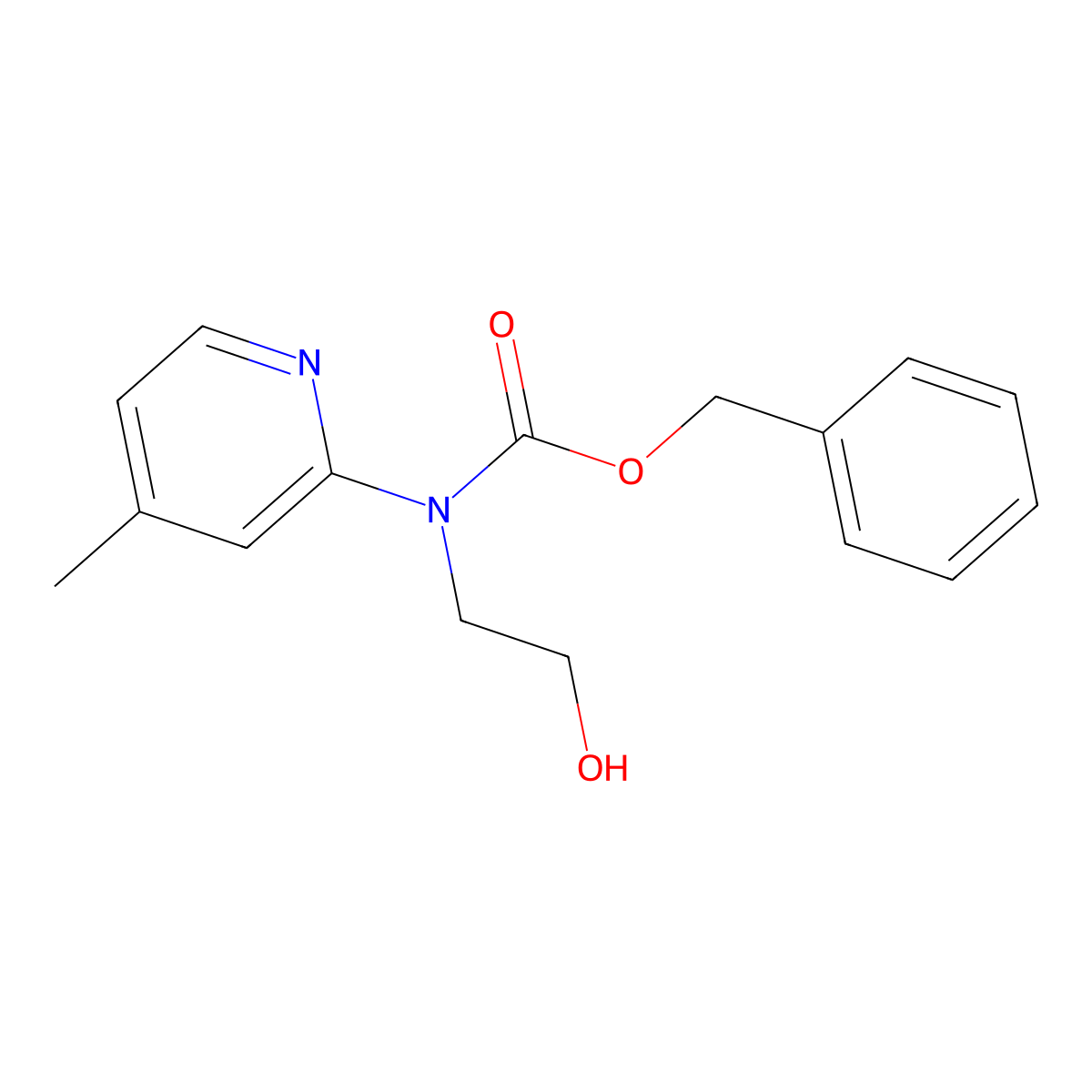benzyl N-(2-hydroxyethyl)-N-(4-methylpyridin-2-yl)carbamate molecular structure, CAS 2680659-63-4