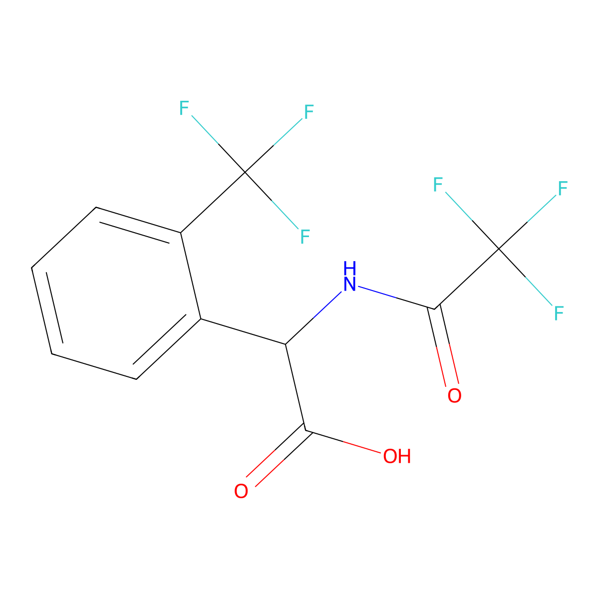 2-(2,2,2-Trifluoroacetamido)-2-[2-(trifluoromethyl)phenyl]acetic acid molecular structure, CAS 2680659-64-5