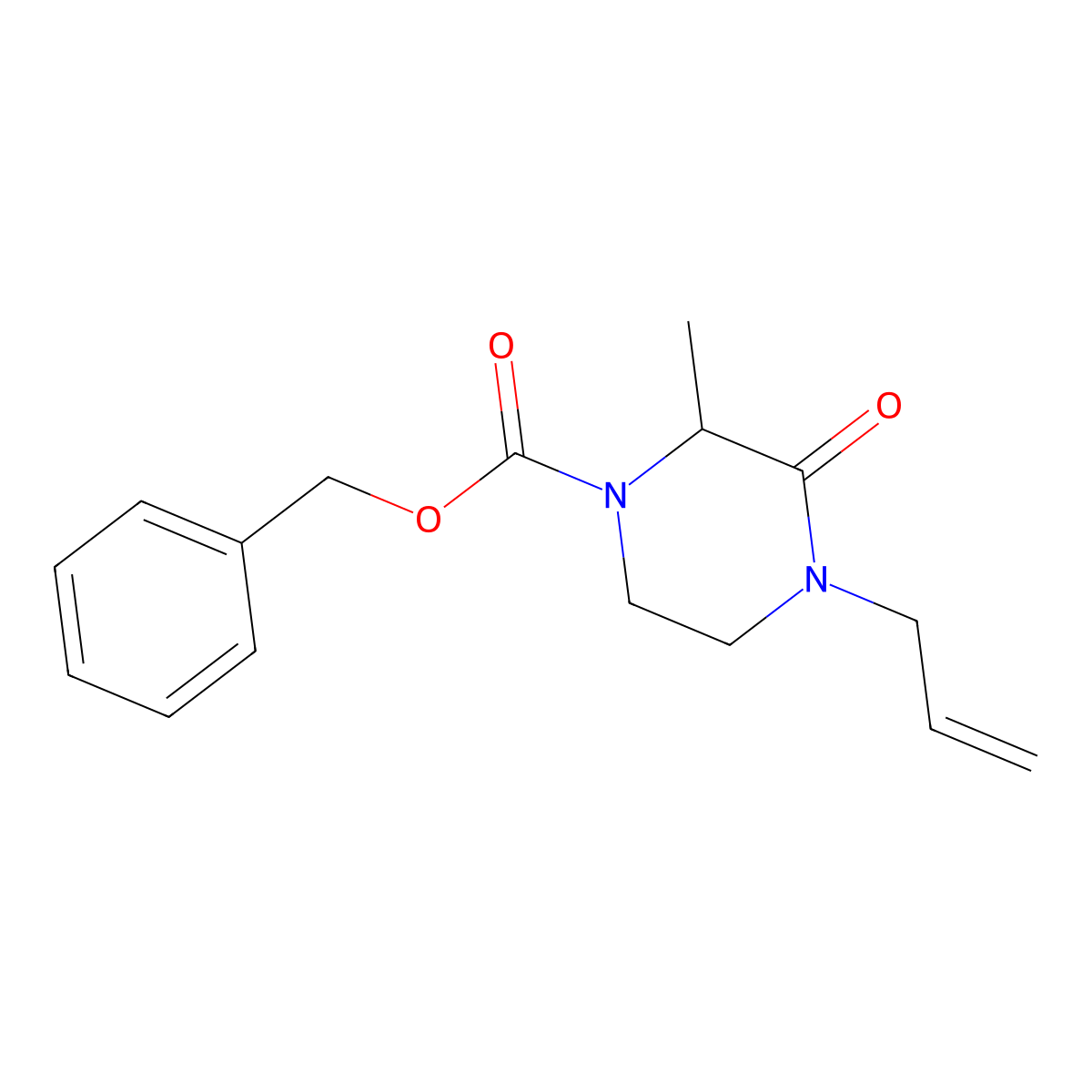 Benzyl 2-methyl-3-oxo-4-(prop-2-en-1-yl)piperazine-1-carboxylate molecular structure, CAS 2680659-68-9