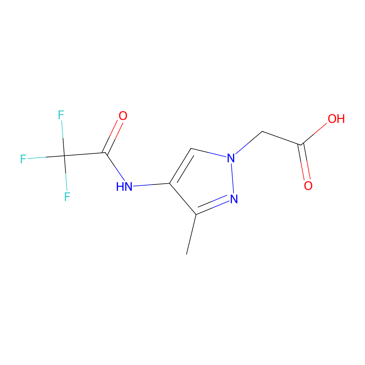 2-[3-methyl-4-(2,2,2-trifluoroacetamido)-1H-pyrazol-1-yl]acetic acid molecular structure, CAS 2680659-71-4