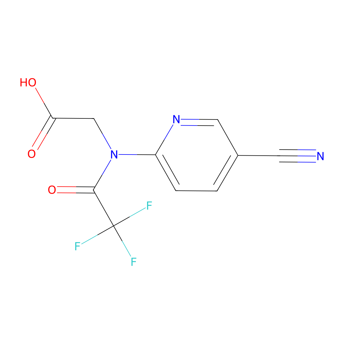 2-[N-(5-cyanopyridin-2-yl)-2,2,2-trifluoroacetamido]acetic acid molecular structure, CAS 2680659-79-2