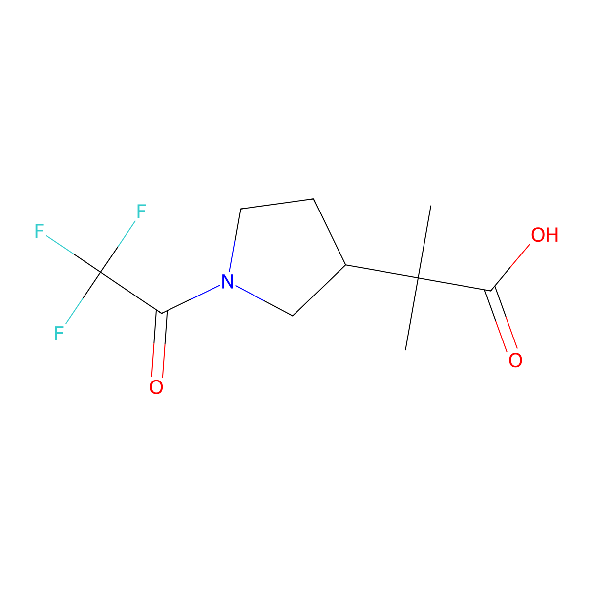 2-Methyl-2-[1-(2,2,2-trifluoroacetyl)pyrrolidin-3-yl]propanoic acid molecular structure, CAS 2680659-84-9