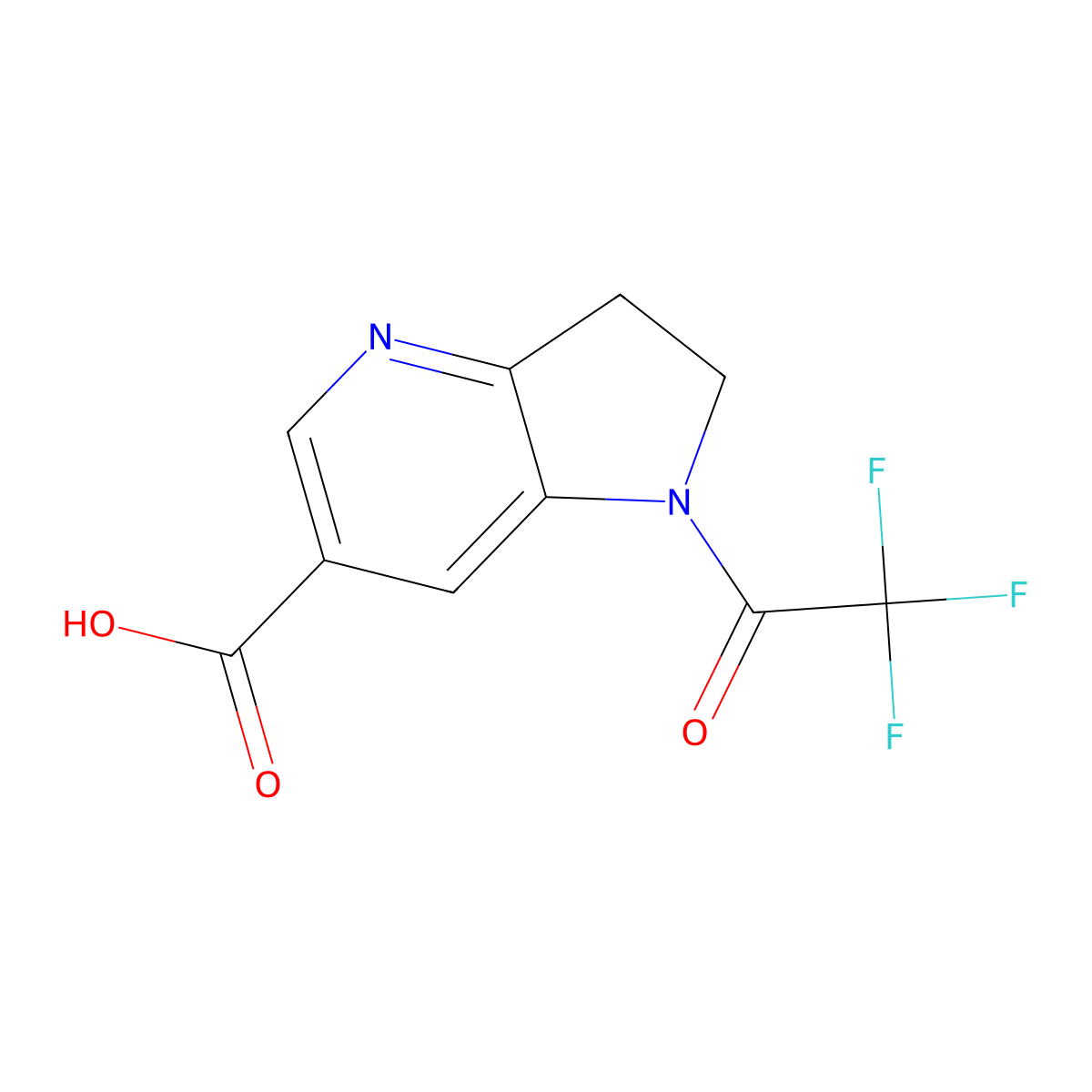 1-(2,2,2-trifluoroacetyl)-1H,2H,3H-pyrrolo[3,2-b]pyridine-6-carboxylic acid molecular structure, CAS 2680659-87-2