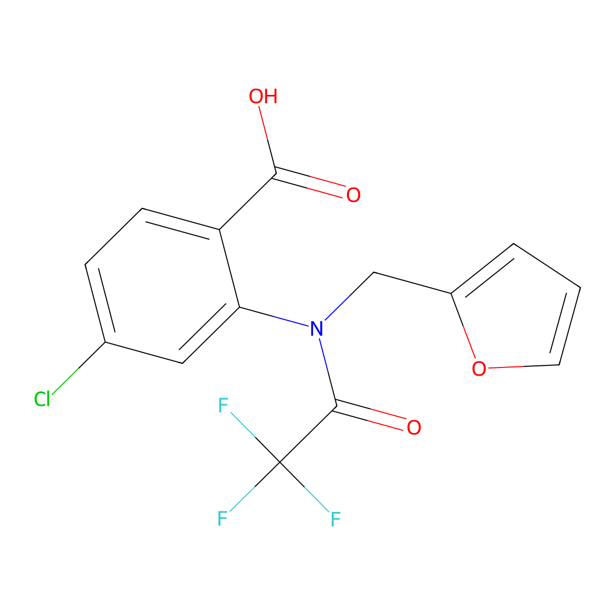4-chloro-2-{2,2,2-trifluoro-N-[(furan-2-yl)methyl]acetamido}benzoic acid molecular structure, CAS 2680659-89-4