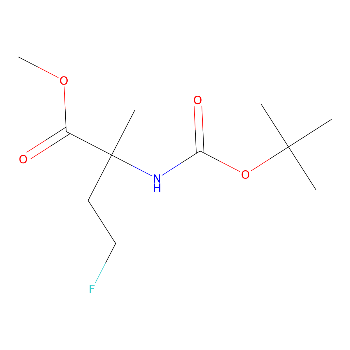 Methyl 2-{[(tert-butoxy)carbonyl]amino}-4-fluoro-2-methylbutanoate molecular structure, CAS 2680659-90-7
