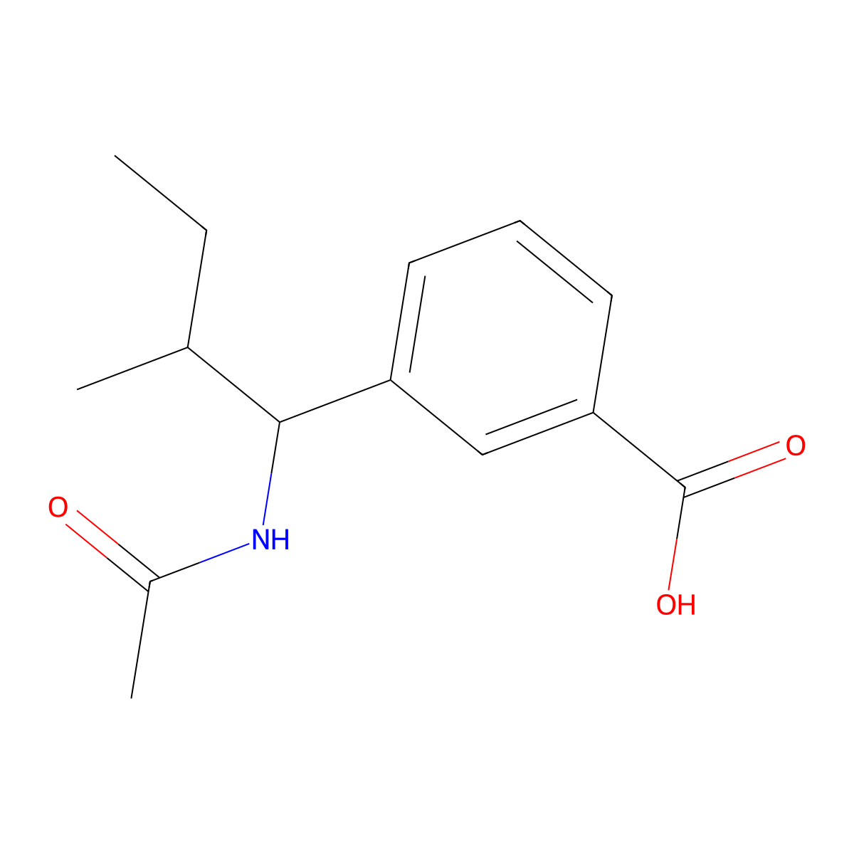 3-(1-Acetamido-2-methylbutyl)benzoic acid molecular structure, CAS 2680659-92-9