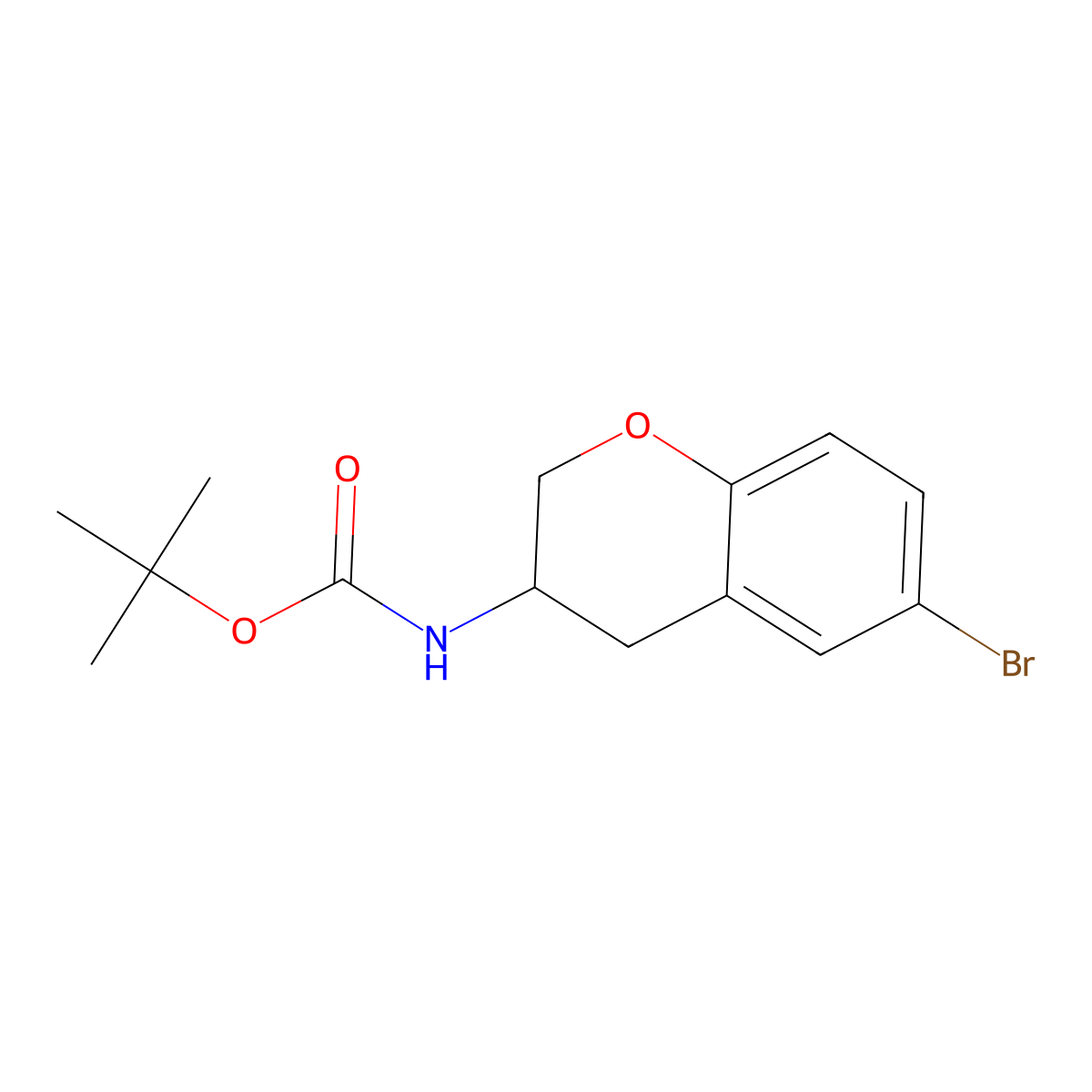 tert-butyl N-(6-bromo-3,4-dihydro-2H-1-benzopyran-3-yl)carbamate molecular structure, CAS 2680659-95-2