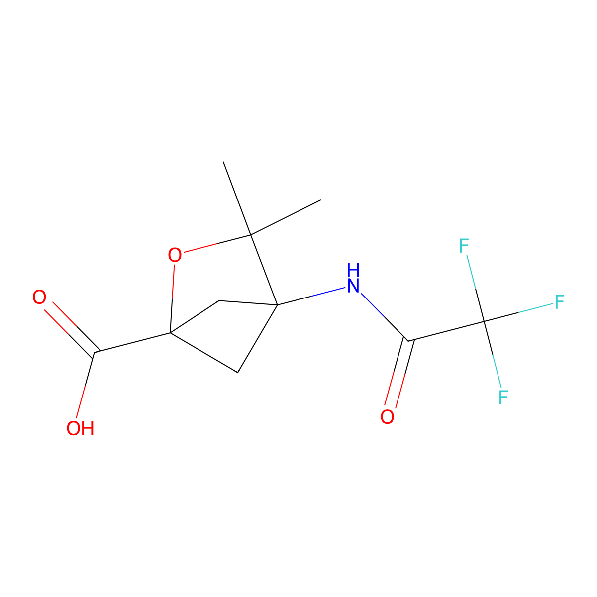 3,3-Dimethyl-4-(2,2,2-trifluoroacetamido)-2-oxabicyclo[2.1.1]hexane-1-carboxylic acid molecular structure, CAS 2680660-03-9