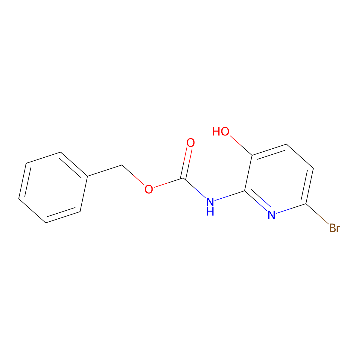 benzyl N-(6-bromo-3-hydroxypyridin-2-yl)carbamate molecular structure, CAS 2680660-06-2