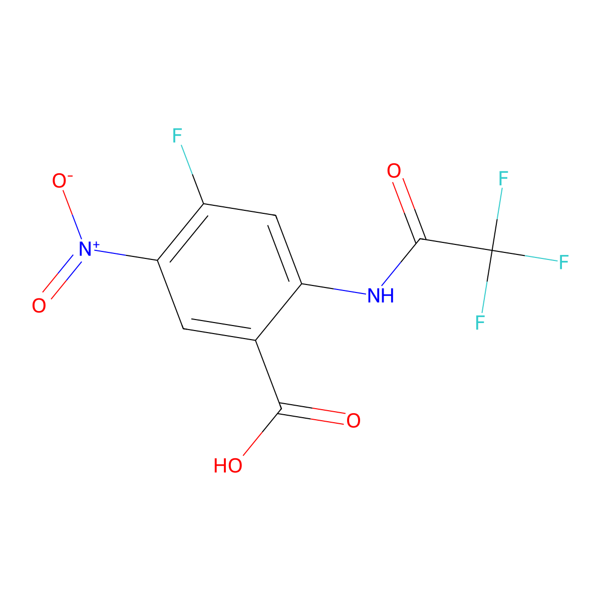 4-Fluoro-5-nitro-2-(2,2,2-trifluoroacetamido)benzoic acid molecular structure, CAS 2680660-22-2