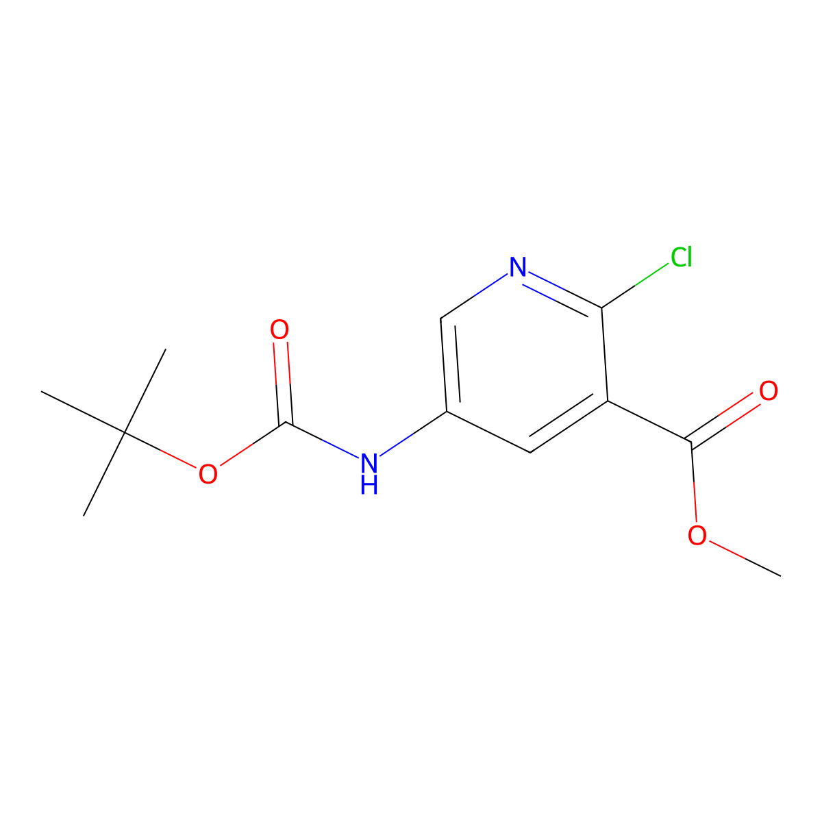 Methyl 5-{[(tert-butoxy)carbonyl]amino}-2-chloropyridine-3-carboxylate molecular structure, CAS 2680660-29-9